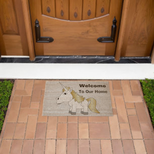 Unicorn Design Personalised Fiber Doormat