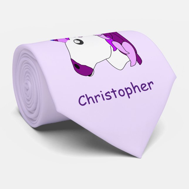 Unicorn Design Personalised Neck Tie (Rolled)