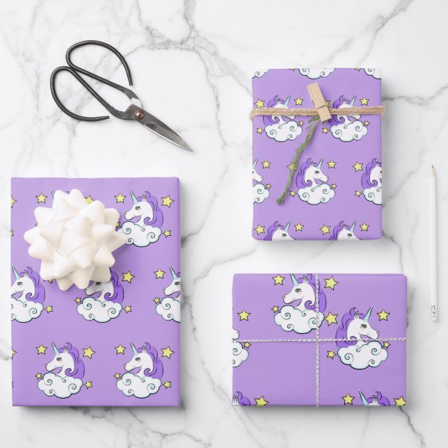 Unicorn Design Wrapping Paper Sheets (Front)