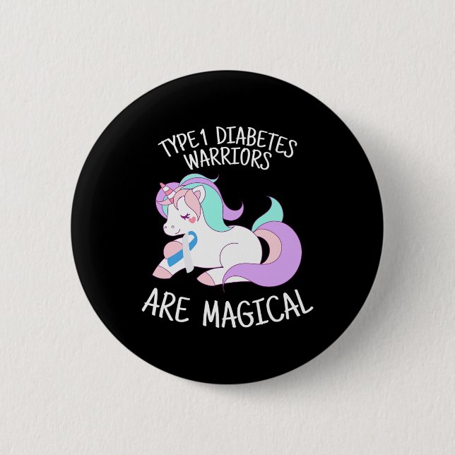 Unicorn Diabetes Warrior Gift  Button (Front)