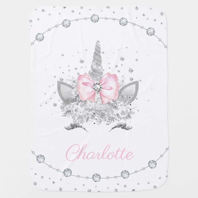 Unicorn Diamond Baby Girl Blanket (Front)