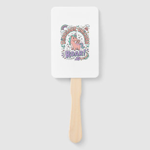 Unicorn Dinosaur Unicorn Roar Retro Style T-Shirt  Hand Fan