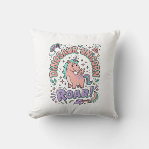 Unicorn Dinosaur Unicorn Roar Retro Style T-Shirt Throw Pillow