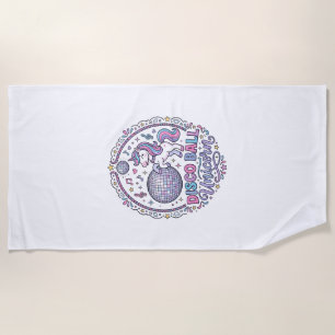 Unicorn Disco Ball Unicorn Playful Print on Demand Beach Towel
