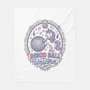 Unicorn Disco Ball Unicorn Playful Print on Demand Fleece Blanket
