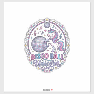 Unicorn Disco Ball Unicorn Playful Print on Demand Sticker