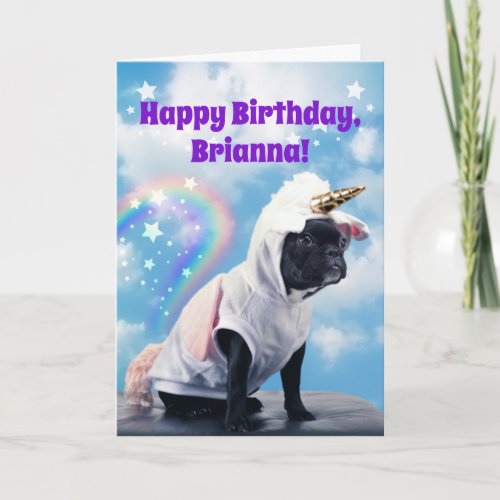 Unicorn Dog Farting Rainbows For Teen Birthday Card