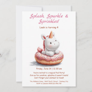 Unicorn Donut Pool Party Invitation – Summer party