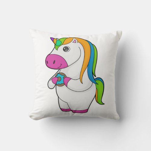 Unicorn Donut Throw Pillow