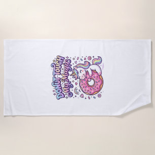 Unicorn Donut Touch My Magic Gift Idea Sticker and Beach Towel