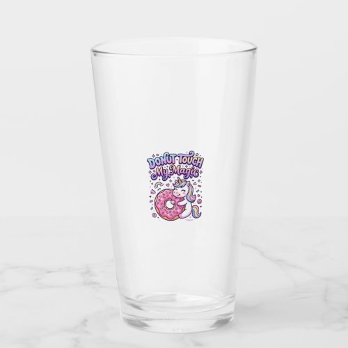 Unicorn Donut Touch My Magic Gift Idea Sticker and Glass