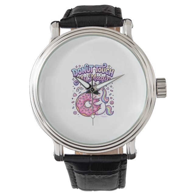Unicorn Donut Touch My Magic Gift Idea Sticker and Watch (Front)