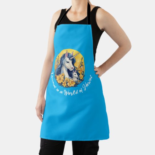 Unicorn Down Syndrome Awareness Blue Yellow Apron