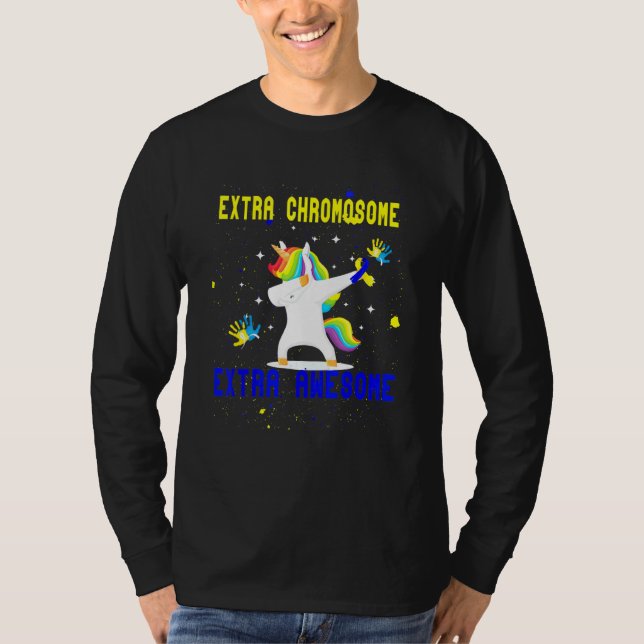 Unicorn Down Syndrome Awareness Extra Chromosome A T-Shirt (Front)