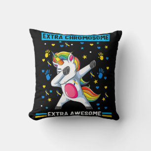 Unicorn Down syndrome awareness extra chromosome e Throw Pillow