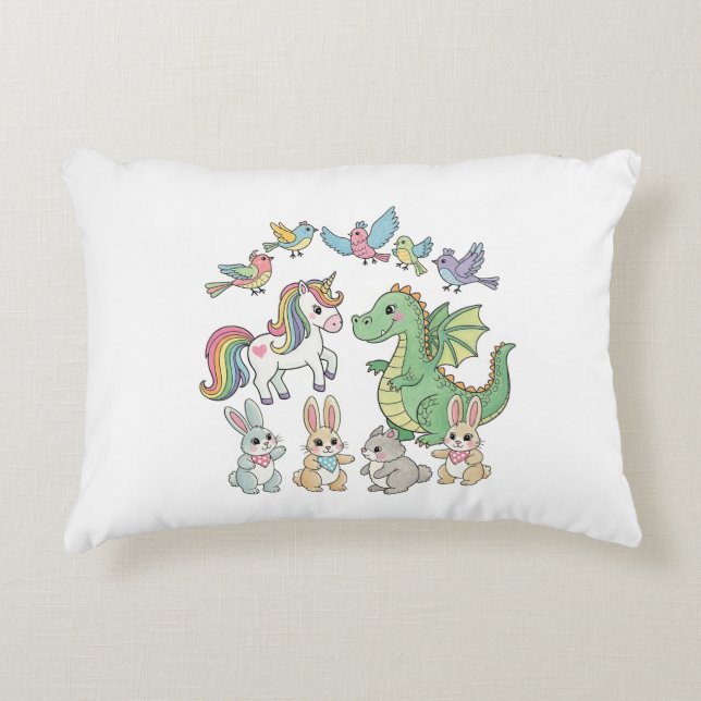 Unicorn Dragon Animal Kids' Throw Pillow (Front)
