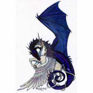 Unicorn Dragon Blue White Pegacorn Horse Pony Cutout