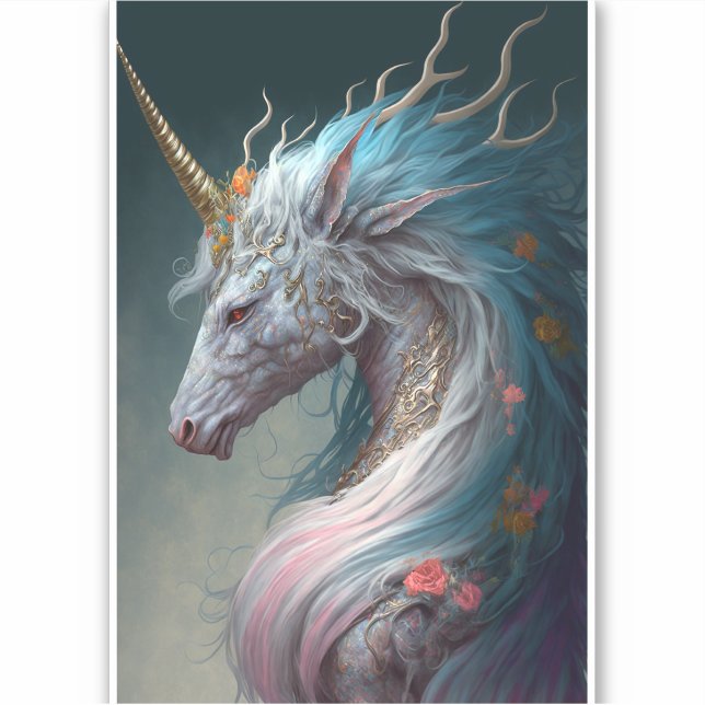 Unicorn Dragon Fantasy Art Sticker (Front)