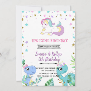 Unicorn dragon girl theme invitation