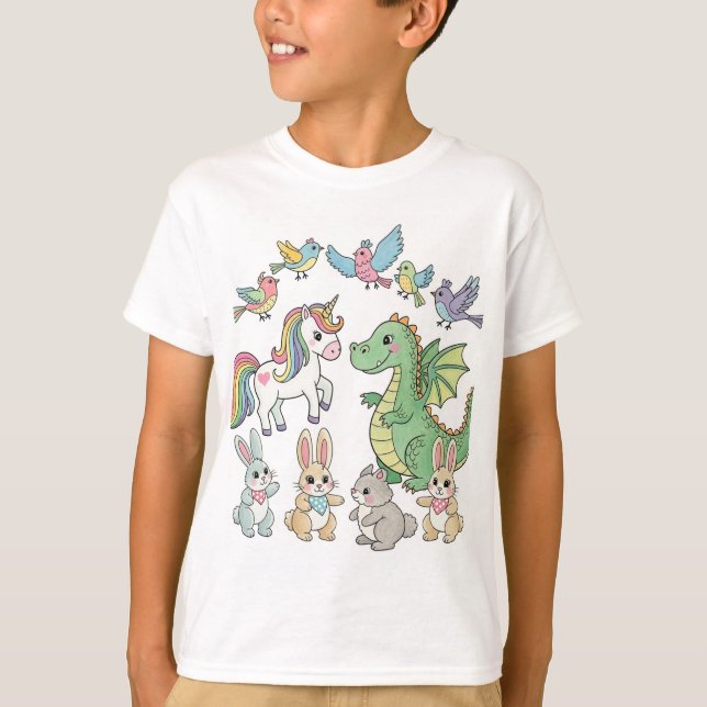 Unicorn & Dragon Tee for Kids – Double Design! (Front)