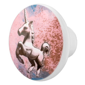Unicorn Drawer Knob Pull Ceramic (Faded Sherbet)