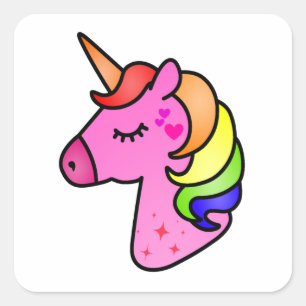 Unicorn drawing for kids square sticker