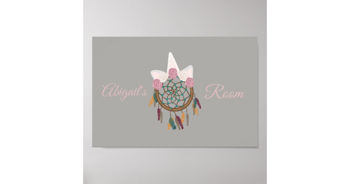 unicorn dream catcher bohemian floral Poster | Zazzle
