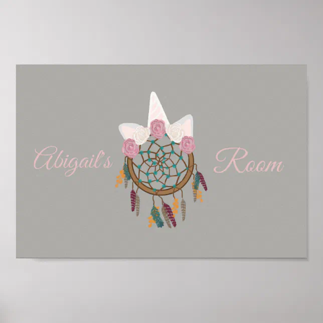 unicorn dream catcher bohemian floral Poster | Zazzle