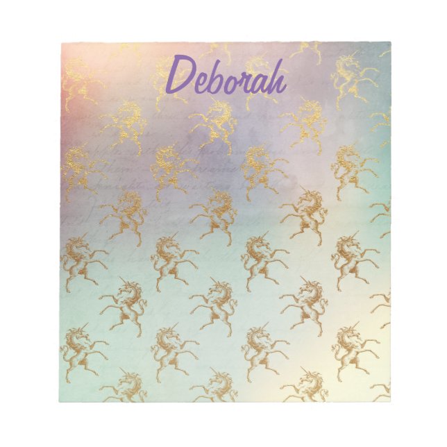 Unicorn Dream Girly Notepad (Front)