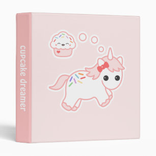 Unicorn Dreaming of Cupcakes Binder