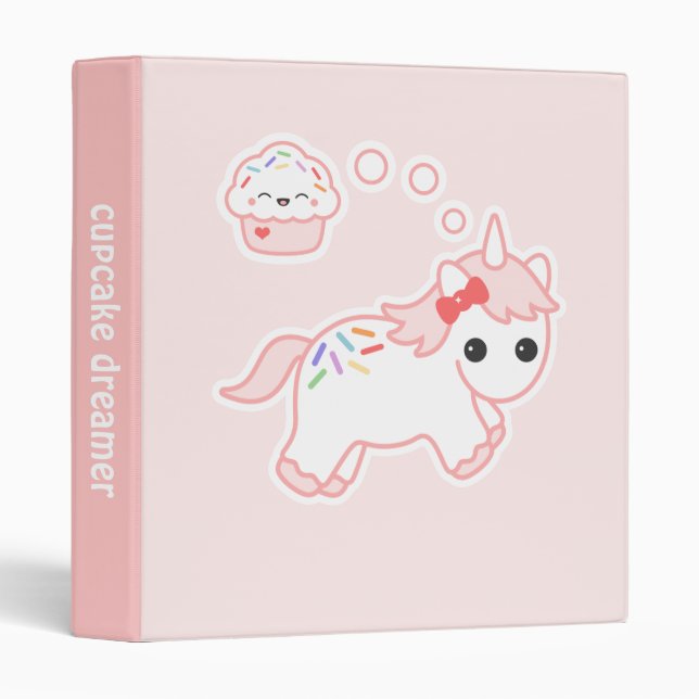 Unicorn Dreaming of Cupcakes Binder (Front/Spine)