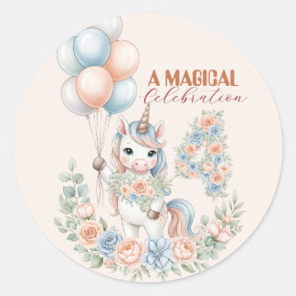 Unicorn Dreams Birthday Classic Round Sticker
