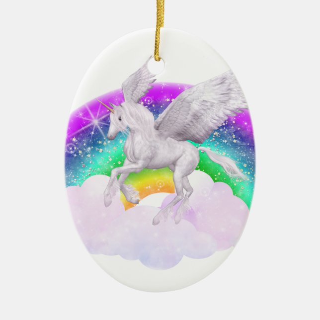 Unicorn Dreams Ceramic Ornament (Front)