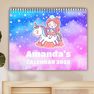 Unicorn Dreams Personalized Kids Calendar 2027