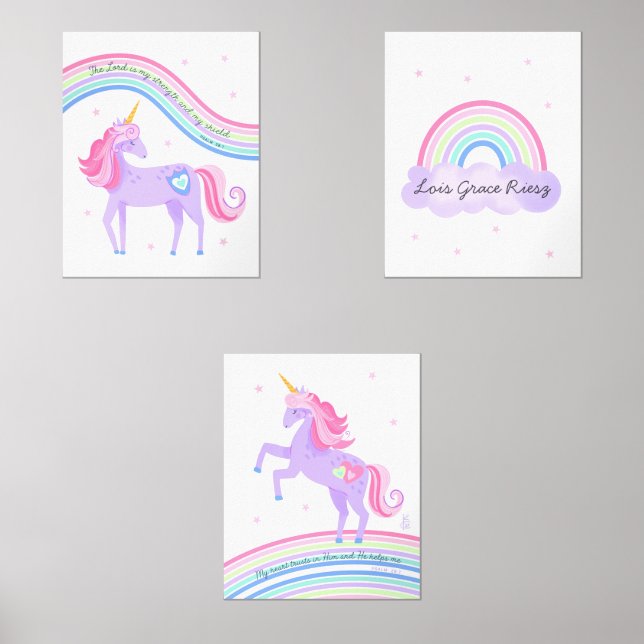 Unicorn Dreams Psalm 28:7 Wall Art Sets (Front)