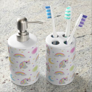 Unicorn Bathroom Accessories Zazzle Unicorn Dreams Soap Dispenser And Toothbrush Holder
