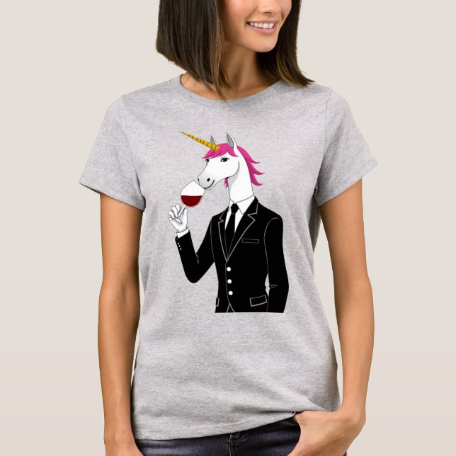 Unicorn Drinking Wine TShirt (Front)