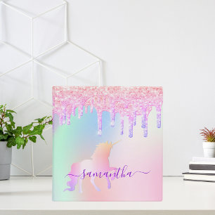 Unicorn drips holographic school 3 ring binder