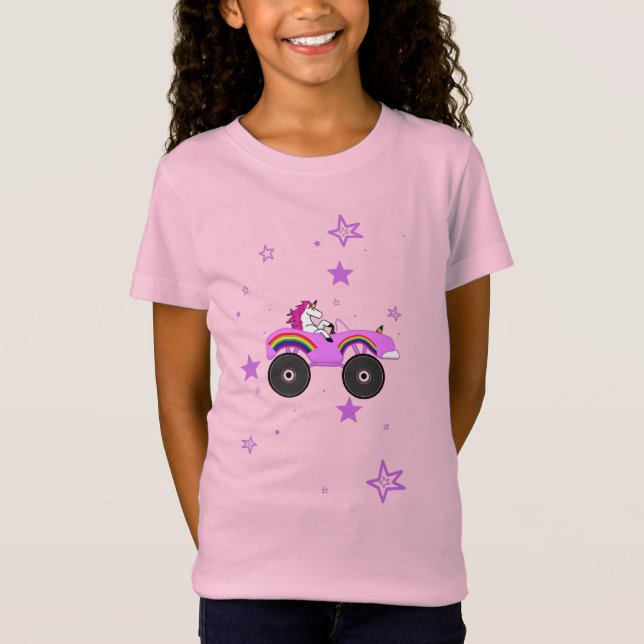 Unicorn Driving Monster Truck T-Shirt (Front)