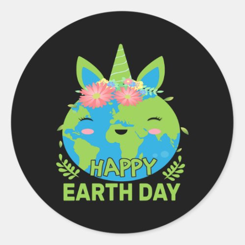 unicorn earth day Happy Earth Day unicorn Flower Classic Round Sticker