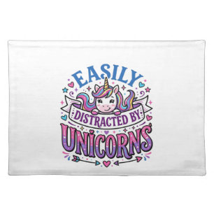 Unicorn Easily Distracted by Unicorns Commercial C Cloth Placemat