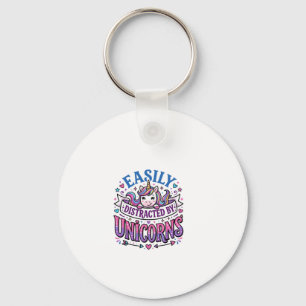 Unicorn Easily Distracted by Unicorns Commercial C Keychain
