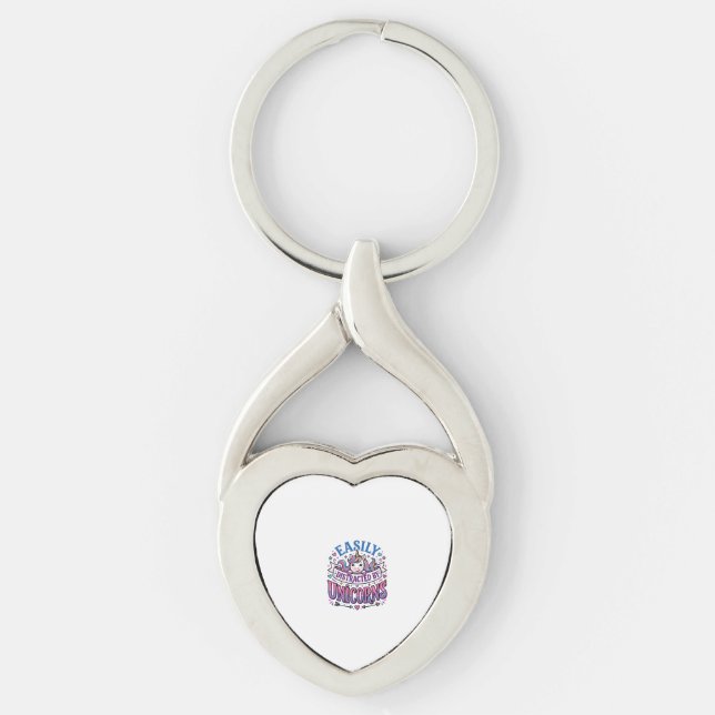 Unicorn Easily Distracted by Unicorns Commercial C Keychain (Front)