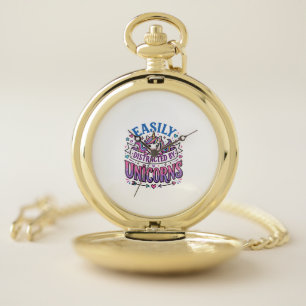 Unicorn Easily Distracted by Unicorns Commercial C Pocket Watch