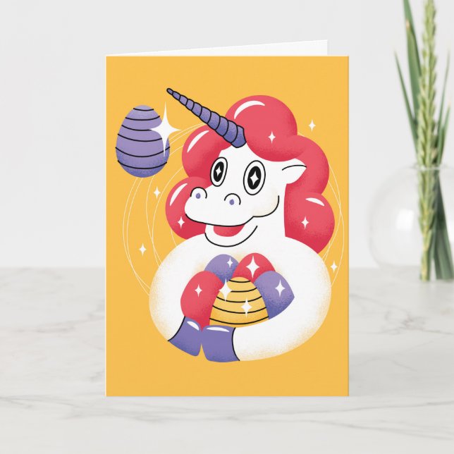Unicorn, Easter Card (Front)