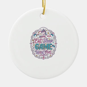 Unicorn Eat Sleep Game Unicorn Playful Print on De Ceramic Ornament