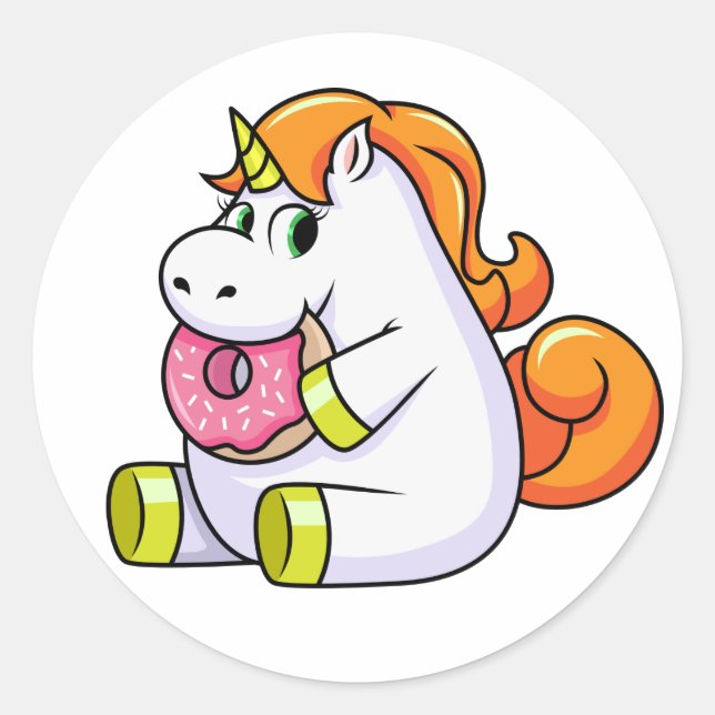 Unicorn Eating Donut Sticker (Front)