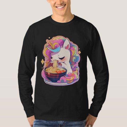 Unicorn Eating Ramen Noodles  Japanese T-Shirt