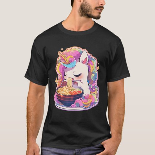Unicorn Eating Ramen Noodles  Japanese T-Shirt