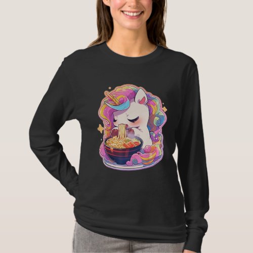 Unicorn Eating Ramen Noodles  Japanese T-Shirt
